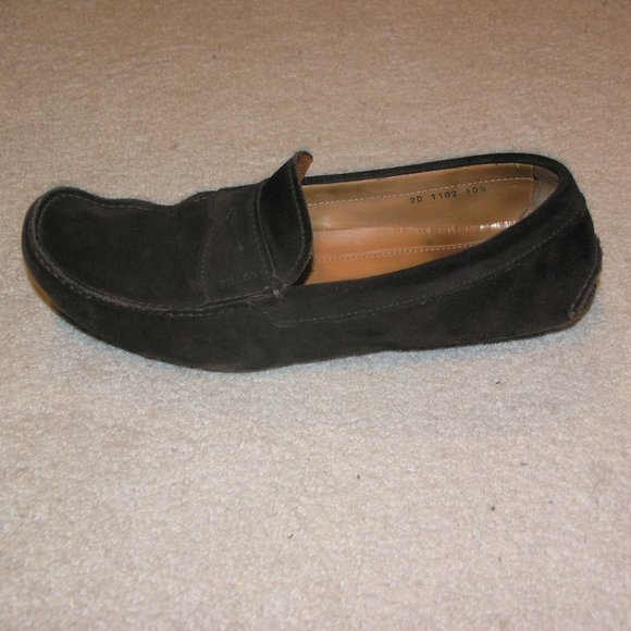 Prada 1102 Brown Suede Leather Driver Loafers 10.5 - Picture 4 of 10
